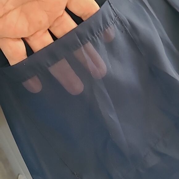 Shimmering  poly navy floorlength cover up with pockets - Picture 10 of 12